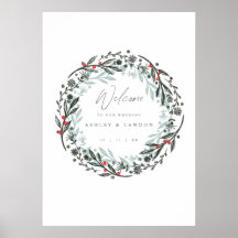 Elégante enseigne de bienvenue mariage de verdure