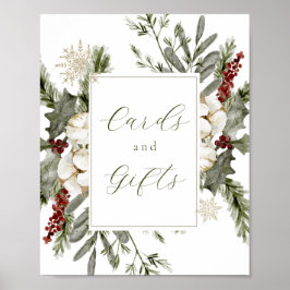 Poster Élégante enseigne de cartes et cadeaux À feuillage
