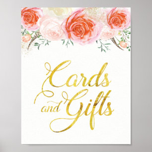 Poster Élégante enseigne Rose Cartes et Cadeaux (8x10)