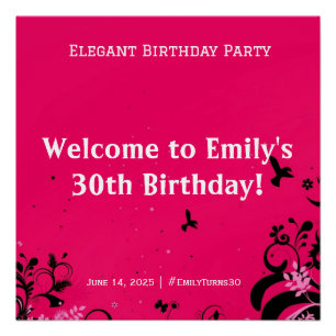 Poster Élégante fête d'anniversaire Accueil Piédestal