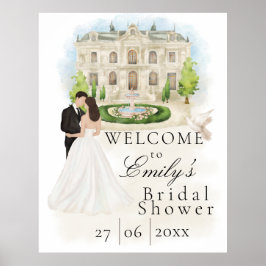 Poster Elégante Fête des mariées avec Mariée et Salle de 