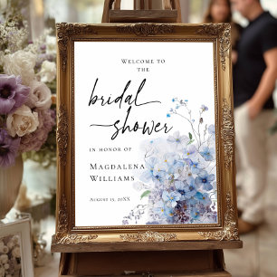 Poster Elégante Fête des mariées bleu fleurs sauvages acc
