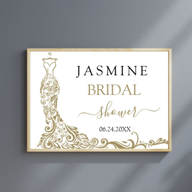 Poster Elégante Fête des mariées blush blanc et or (Créateur téléchargé)