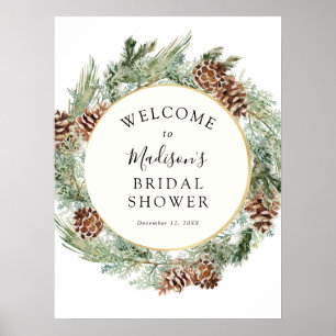 Poster Elégante Fête des mariées de verdure d'hiver Bienv