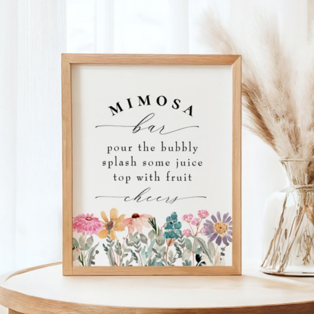 Poster Élégante Fête des mariées Fleur sauvage Mimosa Bar (Créateur téléchargé)