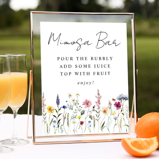 Poster Élégante Fête des mariées Fleur sauvage Mimosa Bar (Créateur téléchargé)