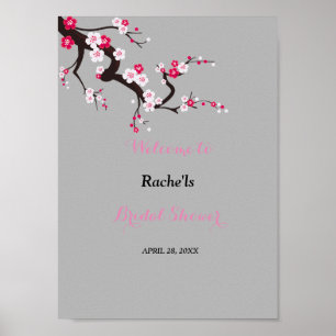 Poster Élégante Fête des mariées fleurie rose cerisier