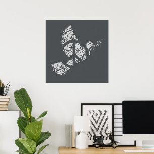 Poster Élégante Filigree Peace Dove & Subtle Peace Sign