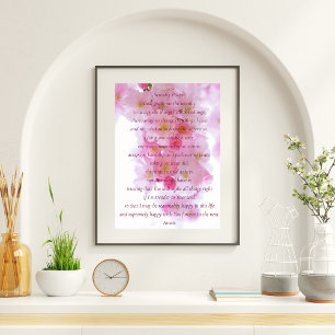 Poster Élégante Fleur rose - Prière Sérénité Script