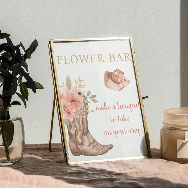 Poster Élégante florale Bottes de cowboy (Elegant Floral Cowboy Boots Flower Bar Poster Sign)