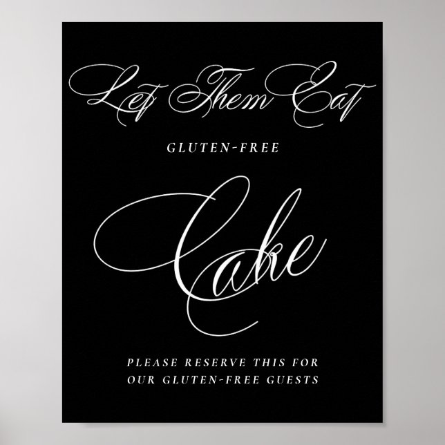 Poster Élégante Gluten sans gâteau Calligraphie blanche | (Devant)
