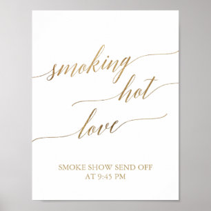 Poster Élégante Gold Calligraphie Fumer Hot Love Signal