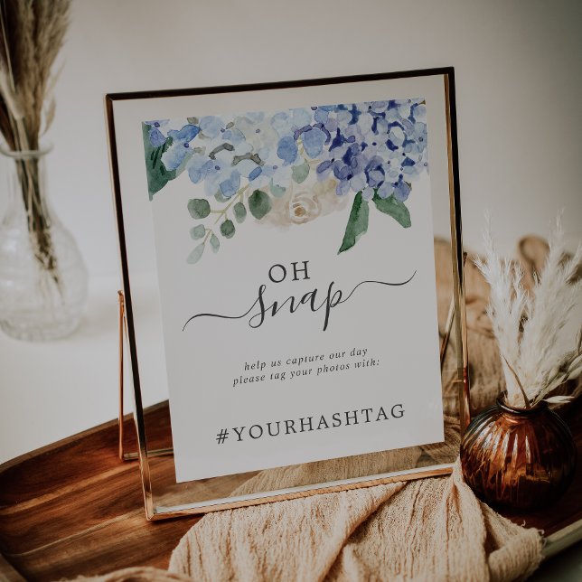 Poster Élégante Hydrangea Oh Snap Mariage Hashtag (Créateur téléchargé)