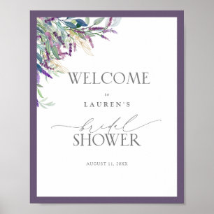 Poster Elégante Lavande Fête des mariées Florale Bienvenu
