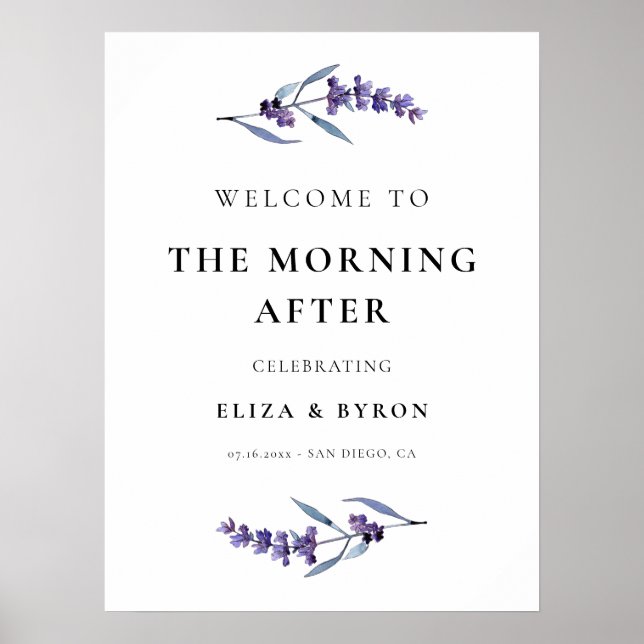 Poster Elégante lavande Le matin après l'Affiche de bienv (Devant)