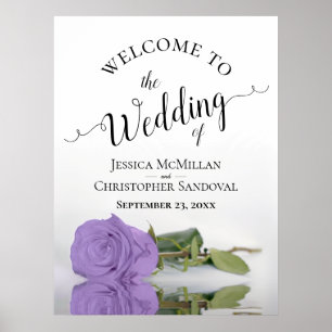 Poster Élégante Lavande violet Rose Chic Mariage Bienvenu