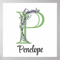 Elégante lettre alphabet P Lavender Eucalyptus