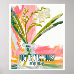 Poster Elégante Lys de la Vallée Mai Mois de naissance Fl