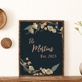 Poster Elégante Marine Beige Botanique Famille