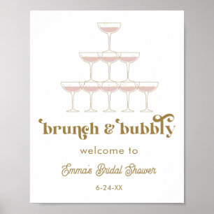 Poster Élégante Mod Champagne Rétro Bienvenue à la soirée