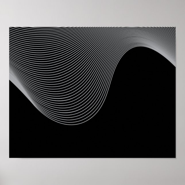 Poster Élégante, moderne, futuriste abstraction des vague (Devant)