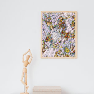 Poster Elégante mosaïque colorée Illustrée Oiseau Art