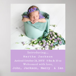 Poster Élégante nouvelle-née fille Naissance Nourriture N
