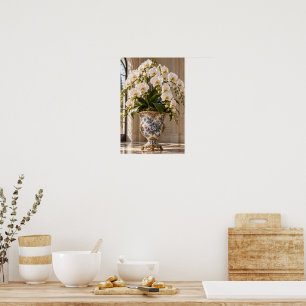 Poster Élégante œuvre d'art murale florale d'orchidée bla
