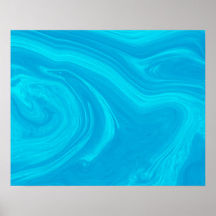 Poster Élégante oeuvre en marbre bleu liquide Abstrait