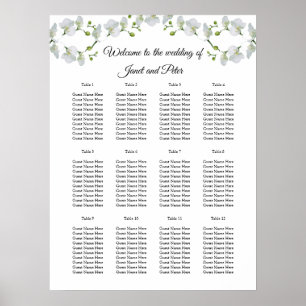 Poster Elégante orchidée blanche Cartes de siège