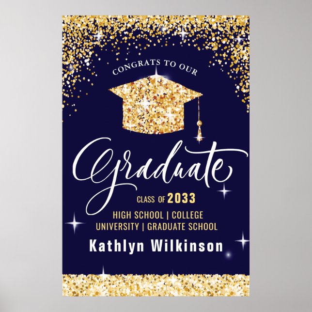 Poster Élégante Parties scintillant d'or Sparkling Gradua (Devant)