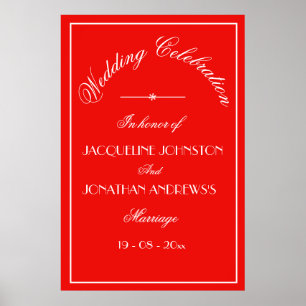 Poster Élégante personnalisation Chic Mariage rouge Affic