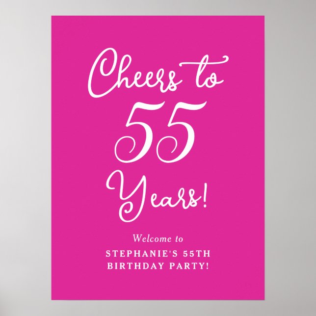 Poster Elégante Pink Cheers à 55 Ans 55e Anniversaire (Devant)