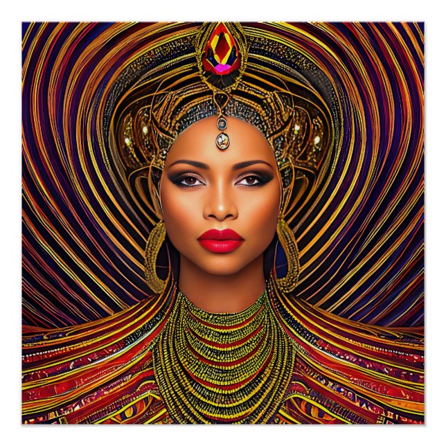 Poster Elégante Reine Noire : Art Mois de l'Histoire Noir (Devant)