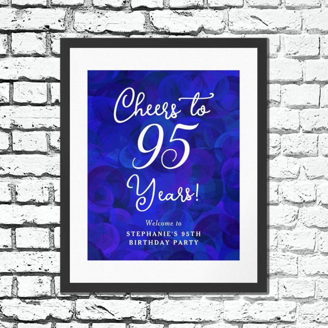 Poster Elégante Royal Blue Cheers à 95 ans Anniversaire (Créateur téléchargé)