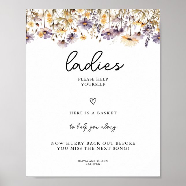 Poster Elégante Salle de bain Mariage Florale Violet Lumi (Devant)