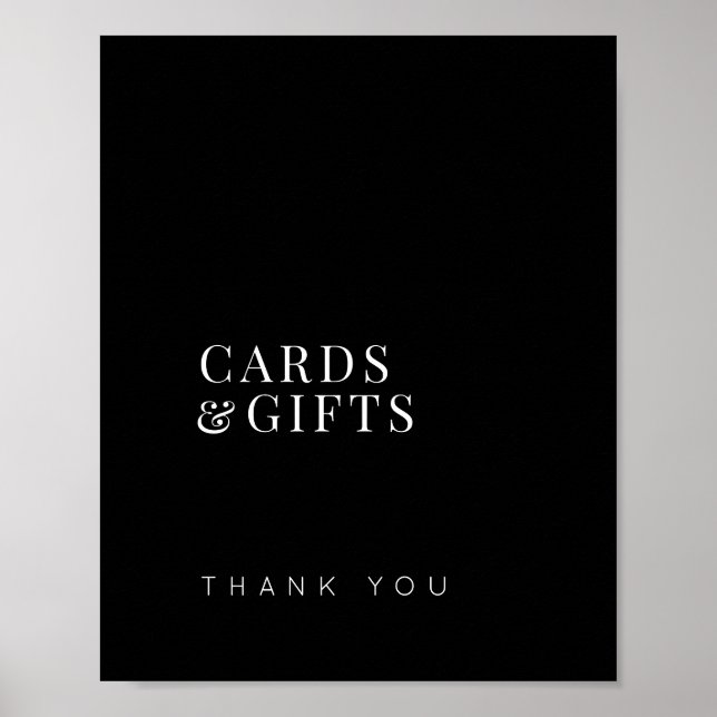 Poster Elégante simple cartes noires et cadeaux signe mar (Devant)