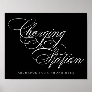 Poster Élégante station de recharge Script blanc Pannea