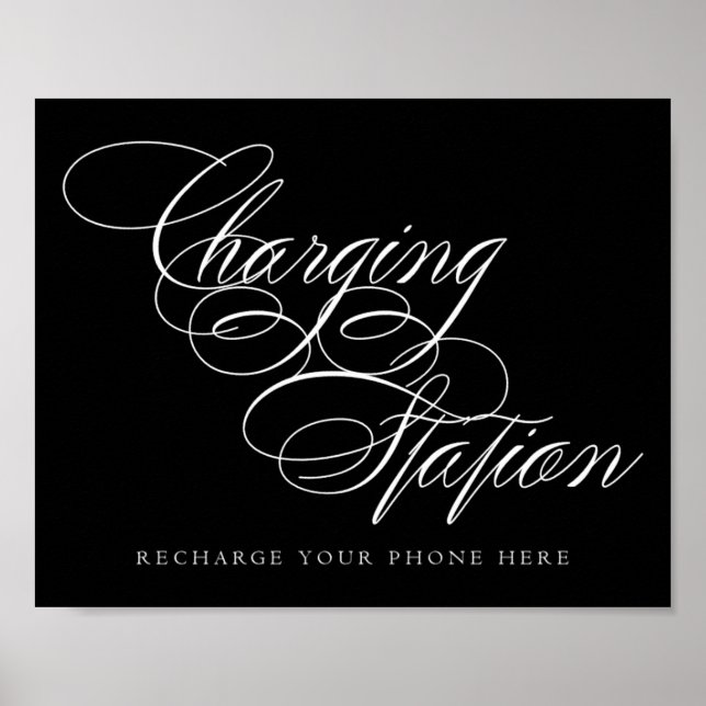 Poster Élégante station de recharge Script blanc | Pannea (Devant)