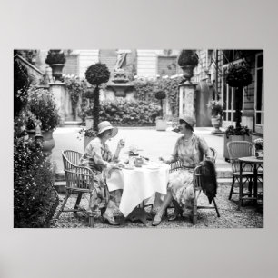 Poster Elégante Tea Party Noir et Blanc Vintage