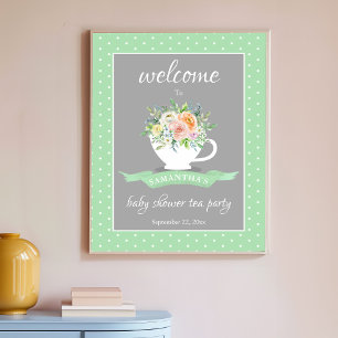 Poster Elégante Teacup Floral Teacup Baby shower Tea Part