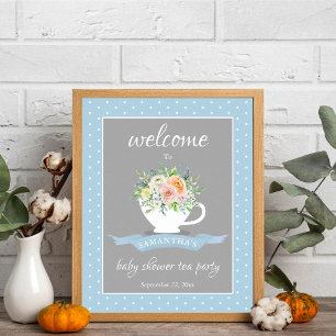 Poster Elégante Teacup Floral Teacup Baby shower Tea Part
