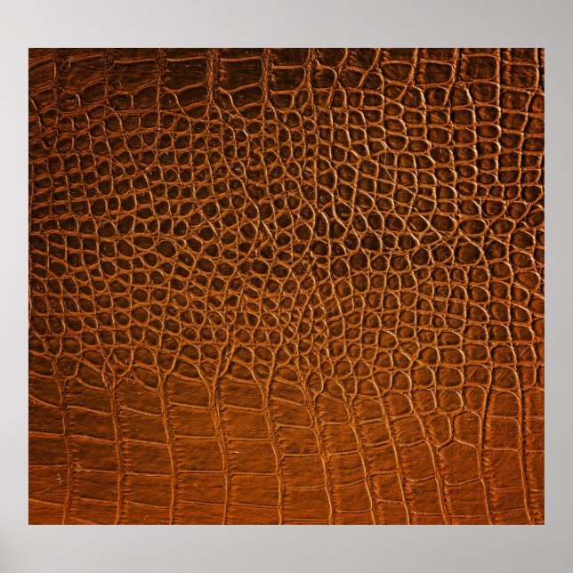 Poster Élégante texture en cuir de crocodile marron. (Devant)