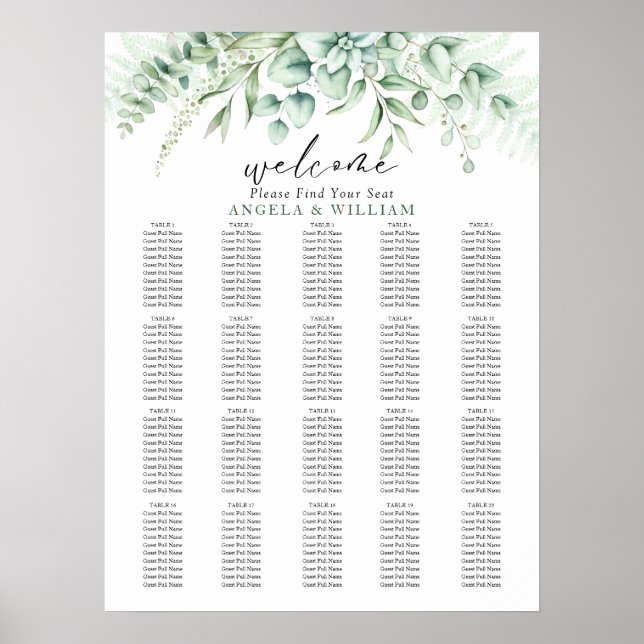 Poster Elégante verdure Eucalyptus Feuille Mariage (Devant)