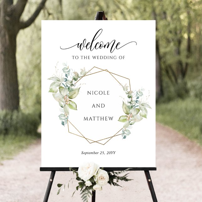 Poster Élégante verdure Éucalyptus Mariage de bienvenue (Créateur téléchargé)