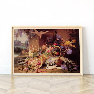 Poster Elégante vie morte avec fleurs par Eugene Bidau