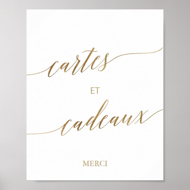 Poster Élégantes Cartes et Cadeaux calligraphiés en or (Devant)