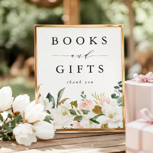 Poster Élégantes magnolias livres et cadeaux pour Baby Sh