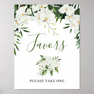 Poster Élégantes orchidées blanches bohème cadeaux signe 