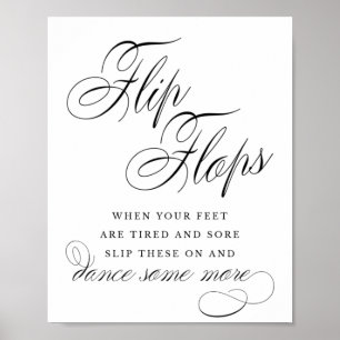 Poster Élégantes tongs Noir Calligraphie   Symbole favori